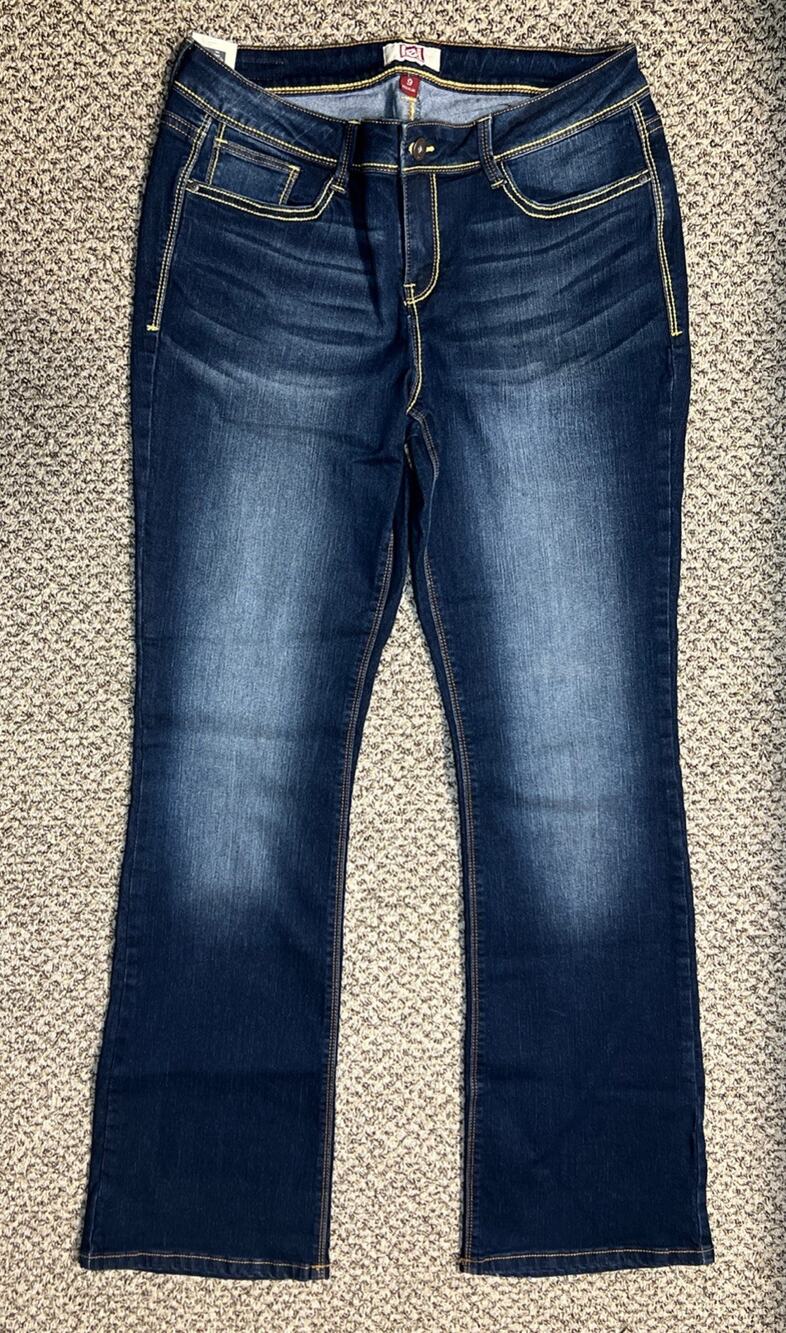L.E.I. Junior Women’s Mid-Rise Stretch Slim Boot Cut Blue Jeans Size 9 NWT